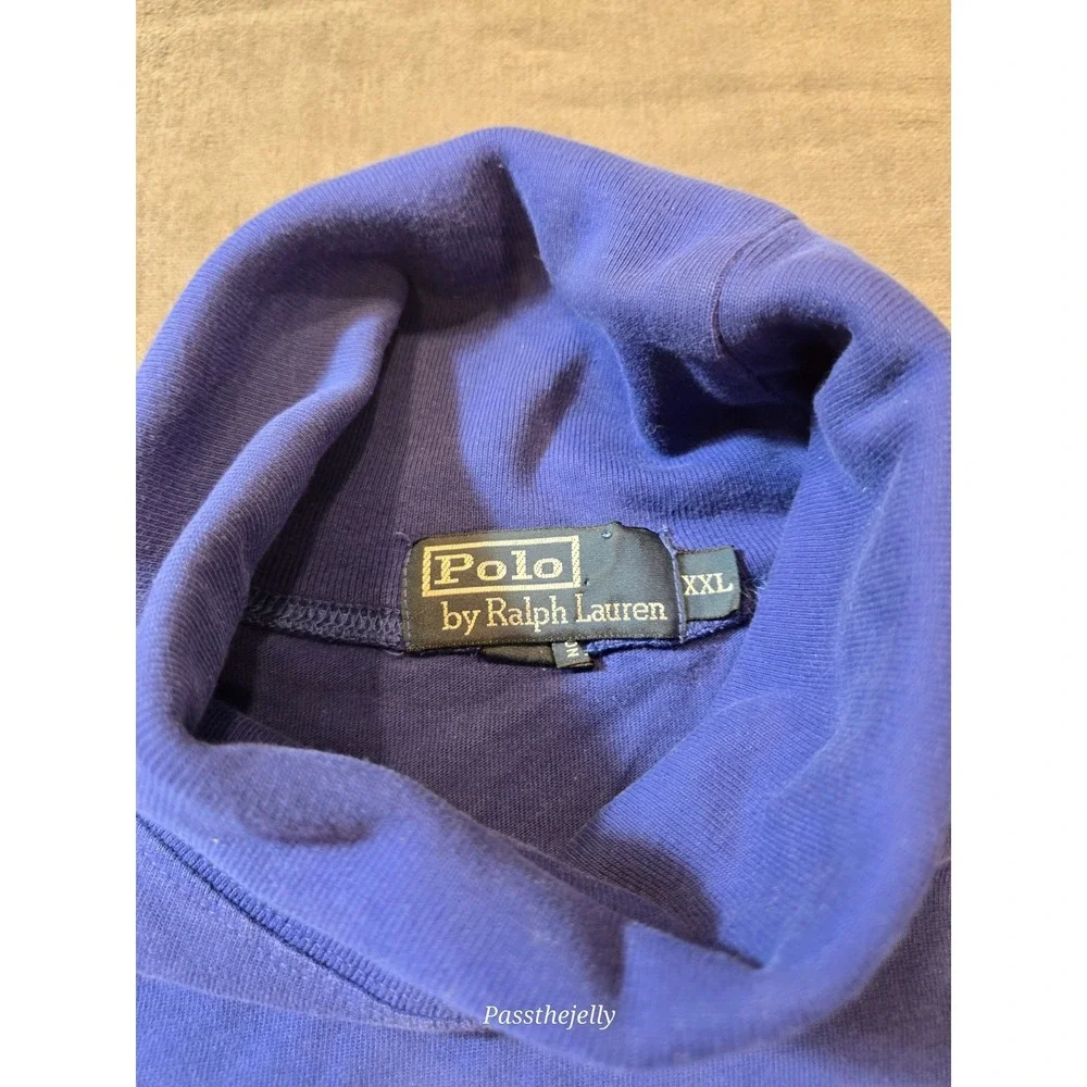 Polo Ralph Lauren Sweater Mens XXL Navy 100% Cotton Pony Embroidered Turtleneck